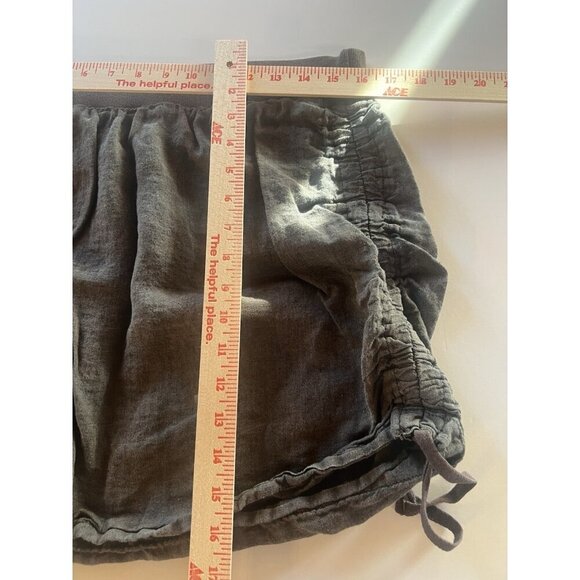 Toad & Co brown linen ruched sides pull-on mini skirt L outdoor festival light - Picture 7 of 9